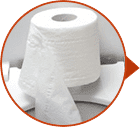 Rolo de papel higiênico, simbolizando constipação/diarreia